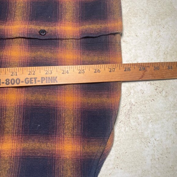 Nomad Mens L Long Sleeve Flannel Black Orange Plaid Shirt Cotton Casual Evermore - Picture 7 of 9